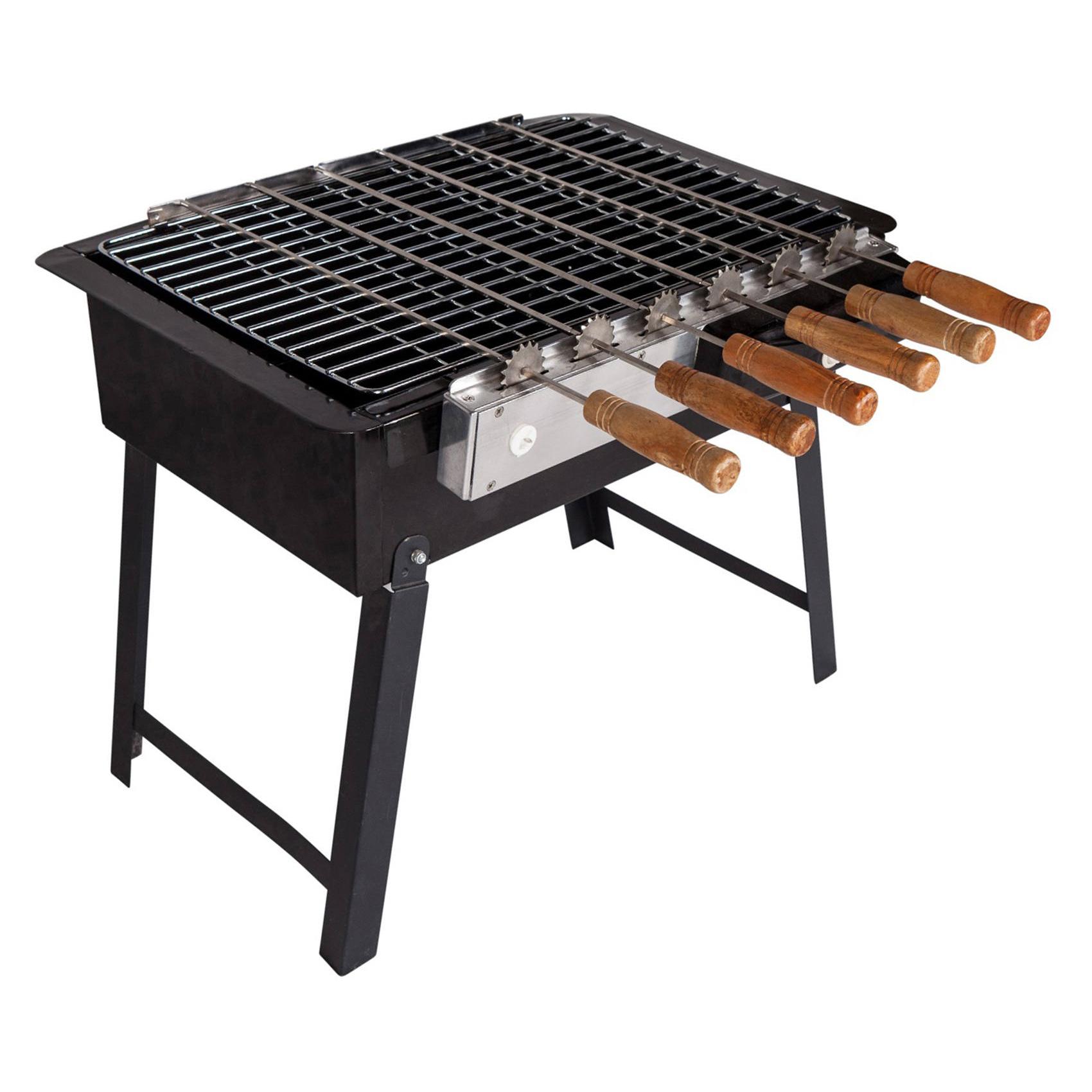 Barbecue a carbonella, a batteria, colore nero, cm 54 x 36 x h45