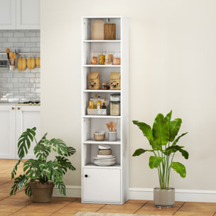 Librería de 7 Niveles, Estantería para Libros con Estantes Ajustables y Puerta, Estantería Moderna, 40x30x180 cm, para Salón, Dormitorio, Estudio, Oficina, Blanco