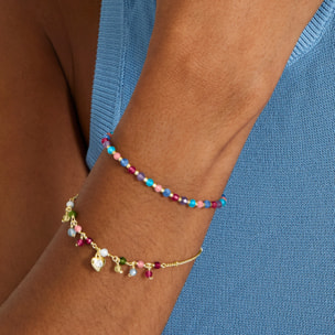 Pulsera de Cristal Multicolor acabada en oro amarillo de 18K