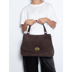 Borsa a mano da donna Made in Italy - Modello Zelia Elite - Pelle scamosciata - 37.0 x 22.0 x 15.0 cm