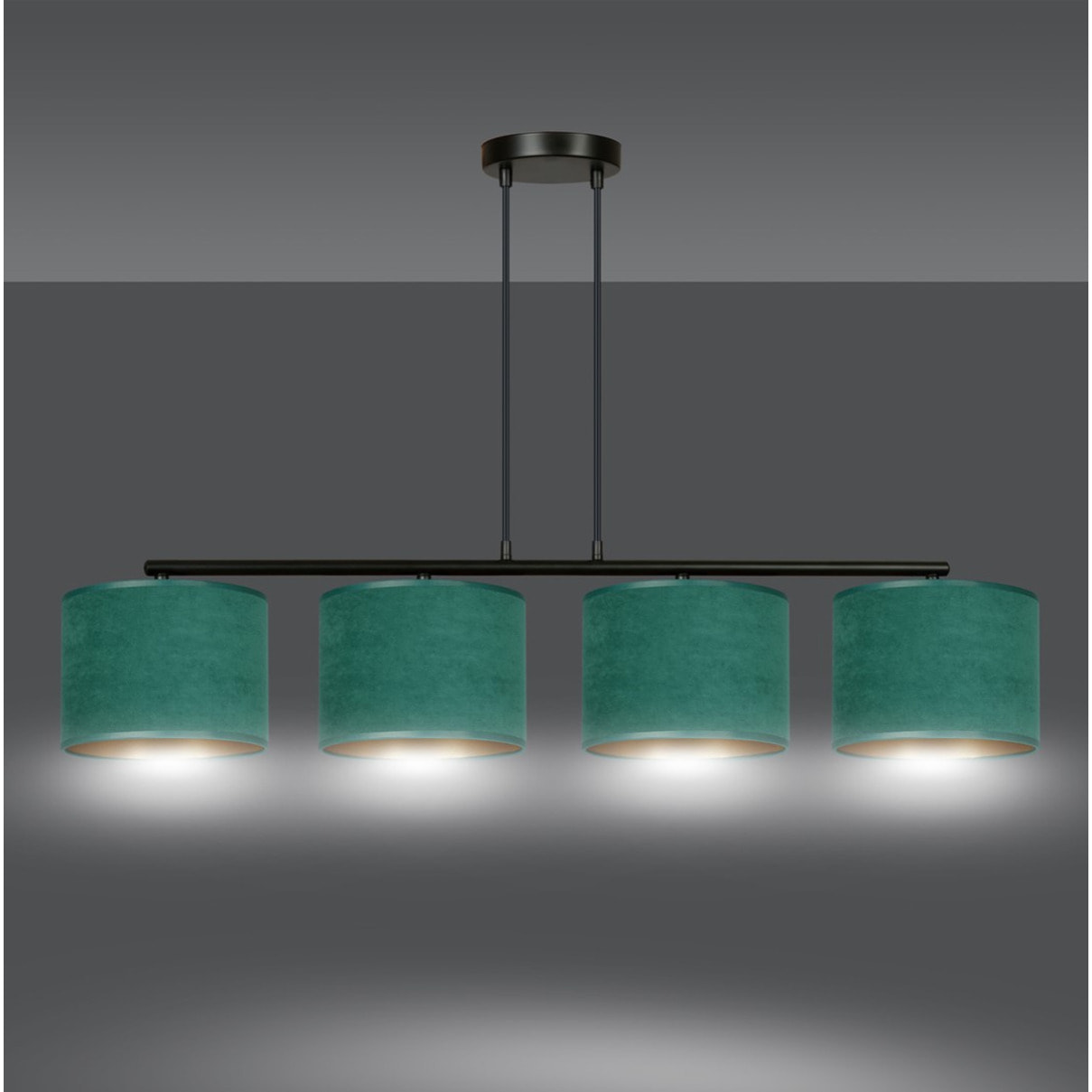 Lampada a sospensione HILDE in acciaio nero e velluto verde