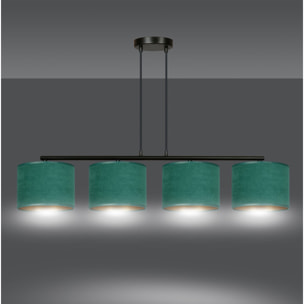 Lampada a sospensione HILDE in acciaio nero e velluto verde