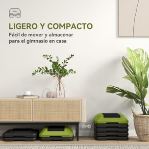 Step de Aeróbic Step para Fitness Stepper Antideslizante con Altura Ajustable de 10/15/20/25/30 cm Carga 150 kg para Entrenamiento en Casa Gimnasio Verde