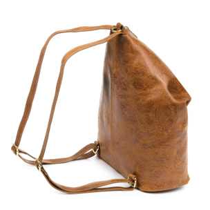 Lorena Bolso mochila Mujer.Piel auténtica Gamuza Lavado a la Piedra