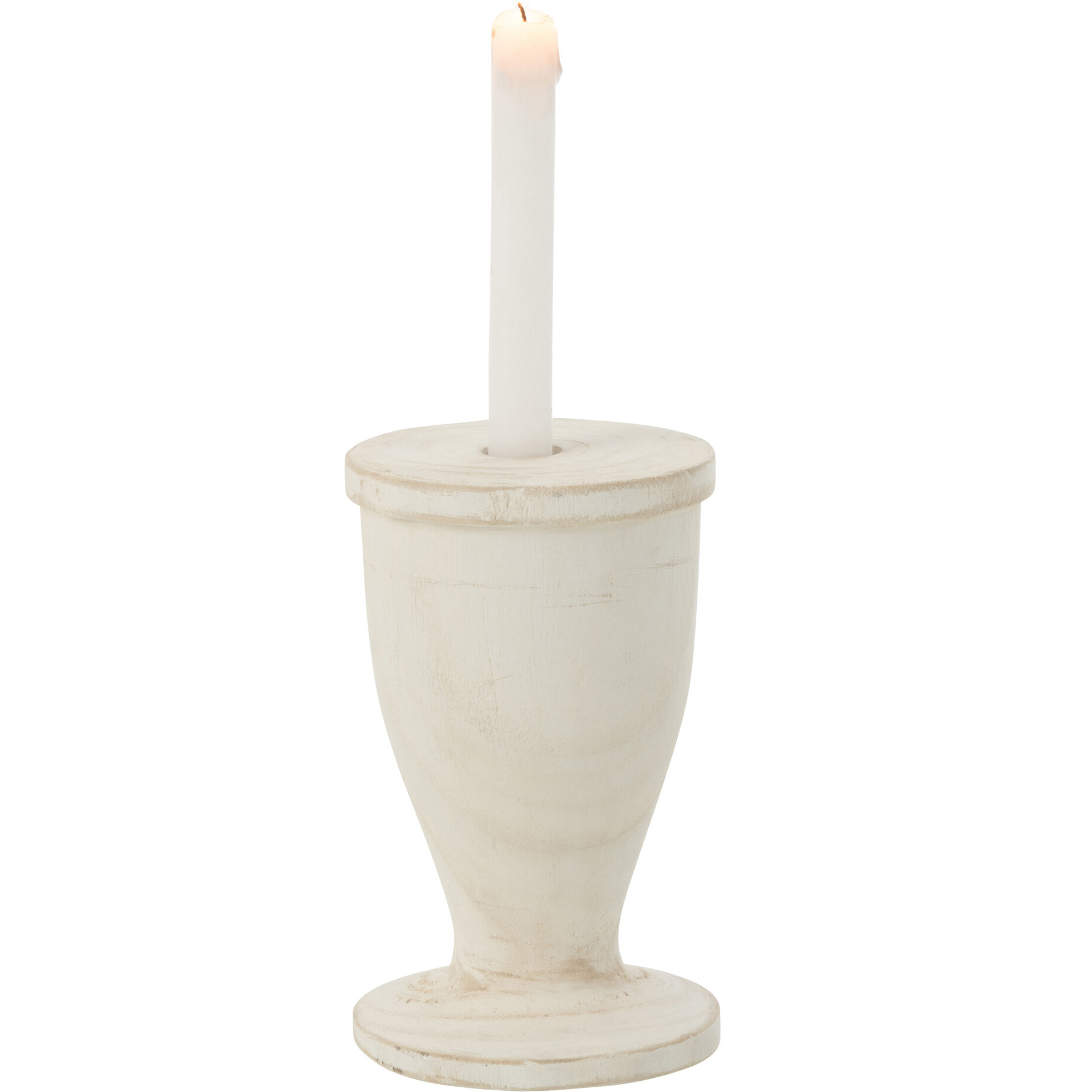 J-Line bougeoir - bois - blanc - large