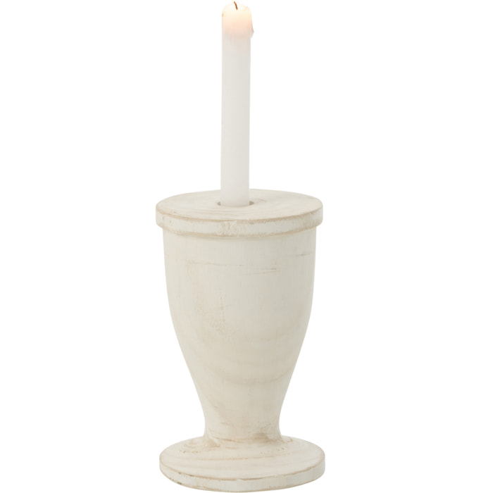 J-Line bougeoir - bois - blanc - large