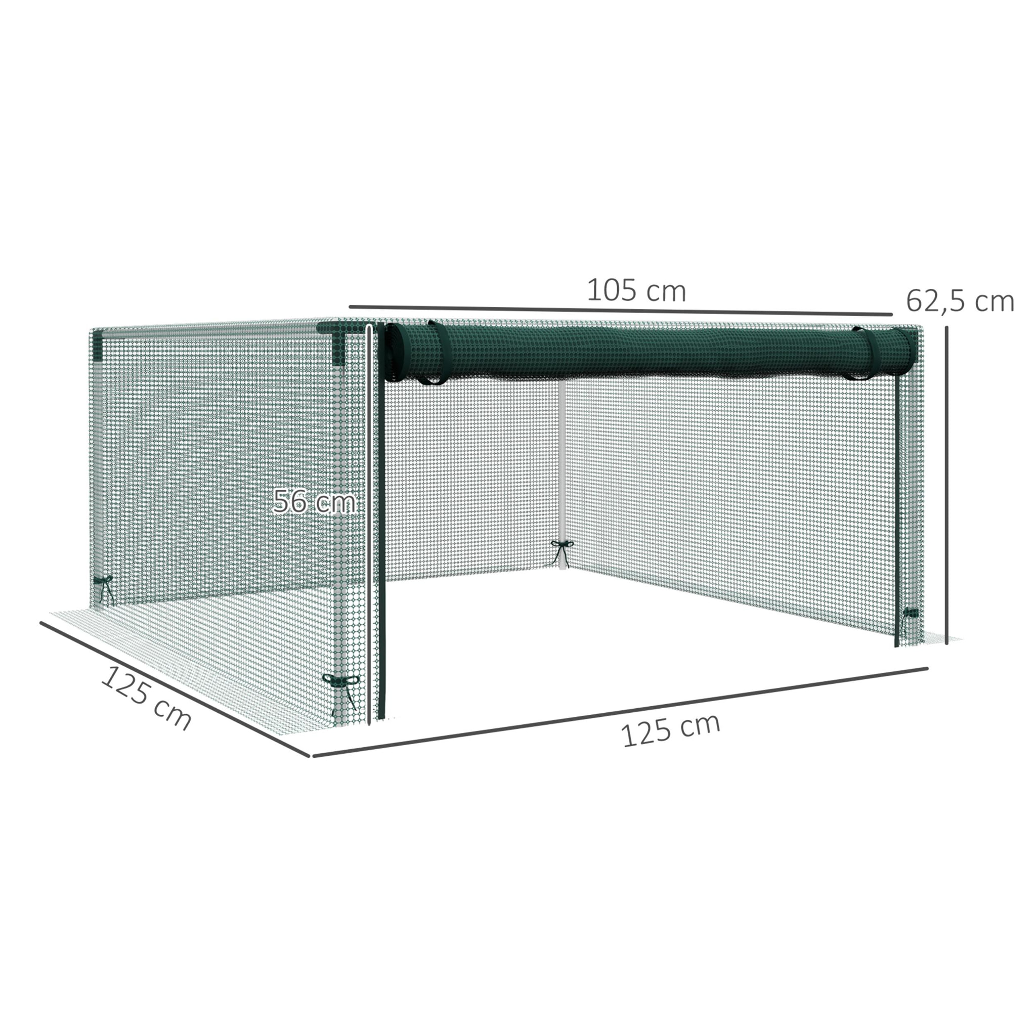 Jaula de Cultivo Jaula de Protección con Soportes de Acero Puerta con Cremallera para Proteger las Plantas Flores en Patio Jardín Terraza 125x125x62,5 cm Verde