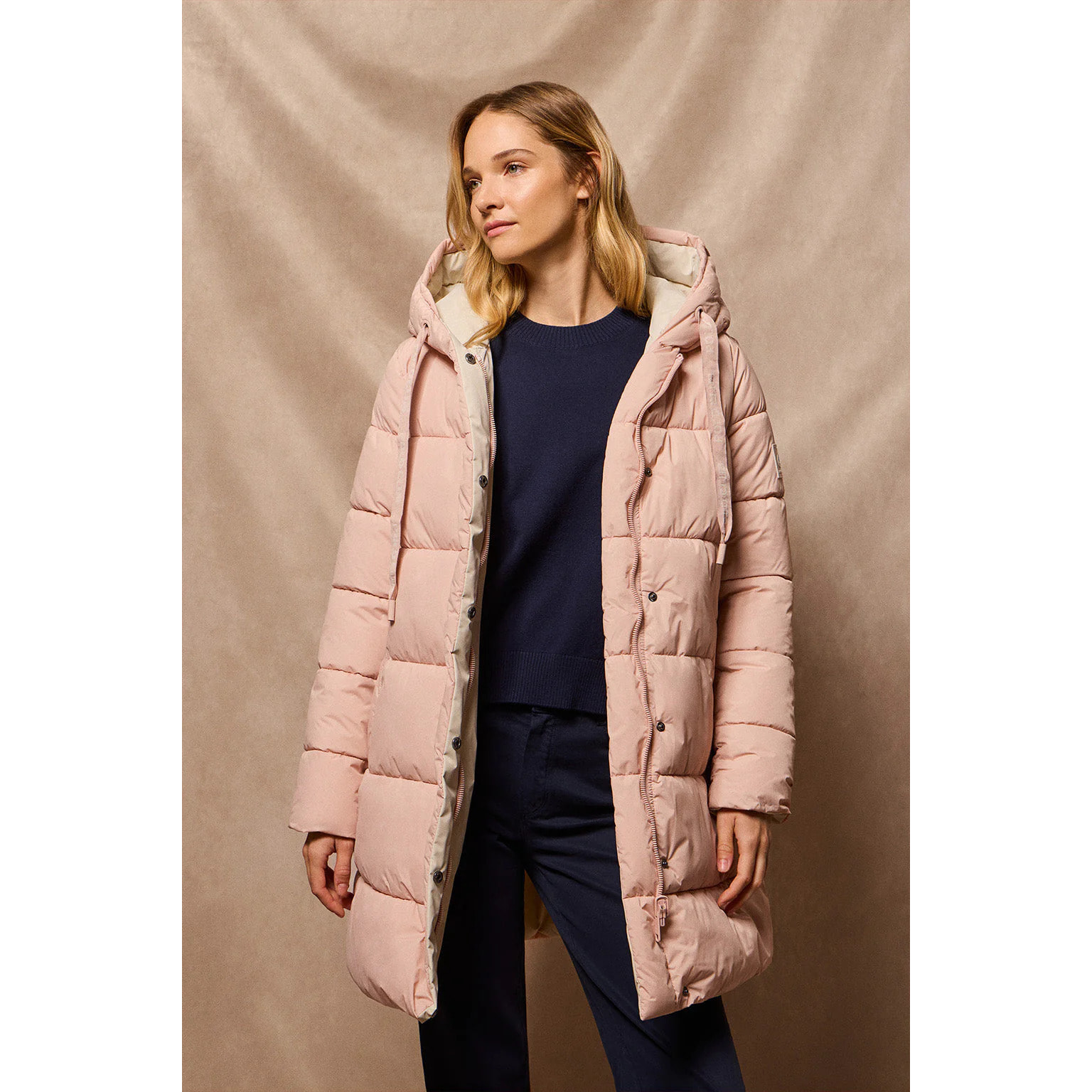 Cappotto Gracia rosa double-face con cappuccio e particolari Polo Club