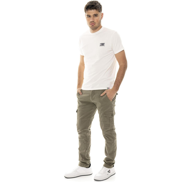 Pantaloni cargo in twill da uomo con passanti Leone Easy