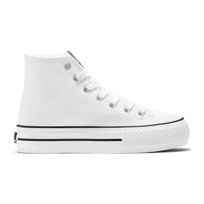 Zapatillas Altas Unisex de Lona en Blanco B&W