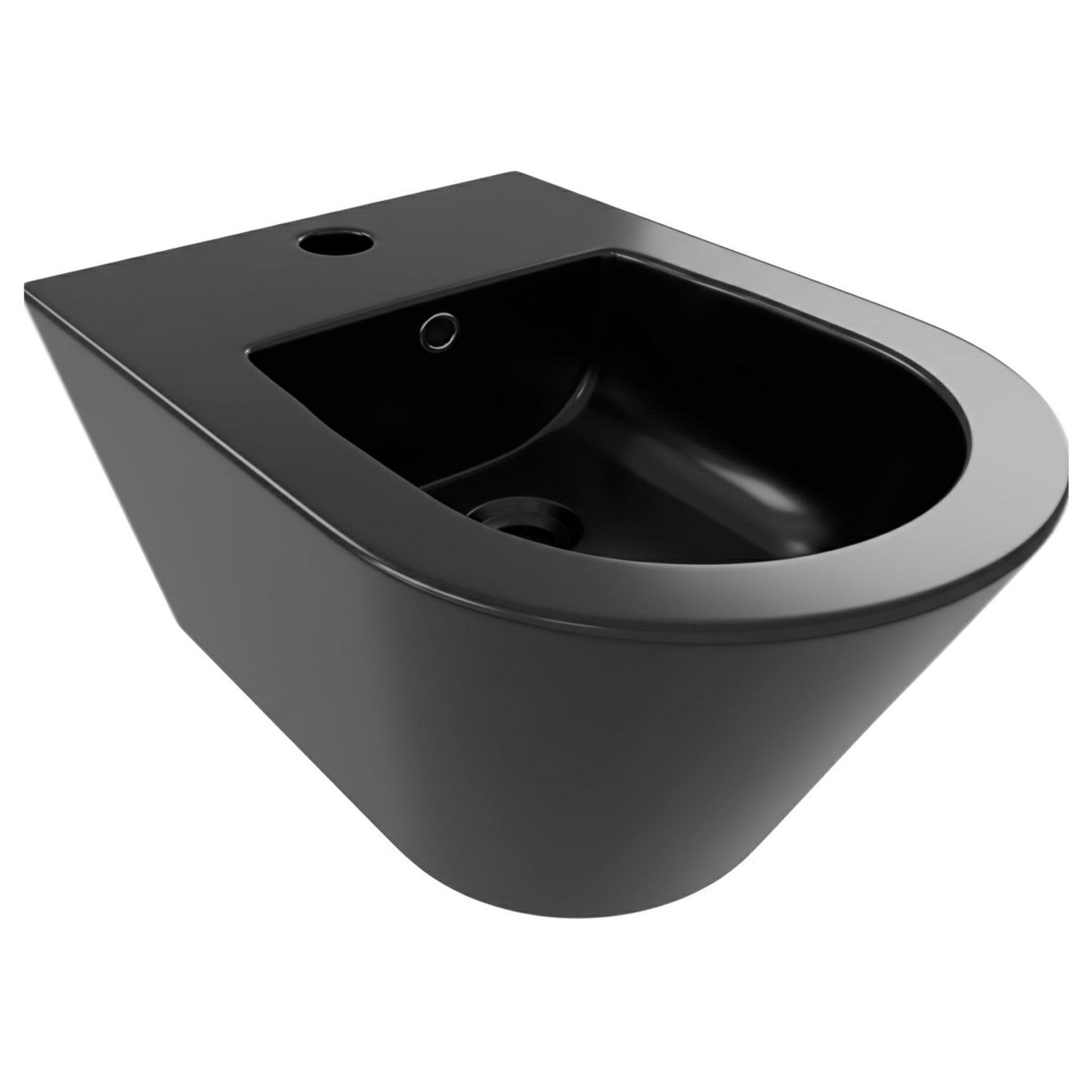 Coppia Sanitari Sospesi Vaso WC Rimless Con Tornado Flush E Bidet Sospeso Moderno Tondo In Ceramica Con Copriwater Chiusura Soft Close Nero Opaco