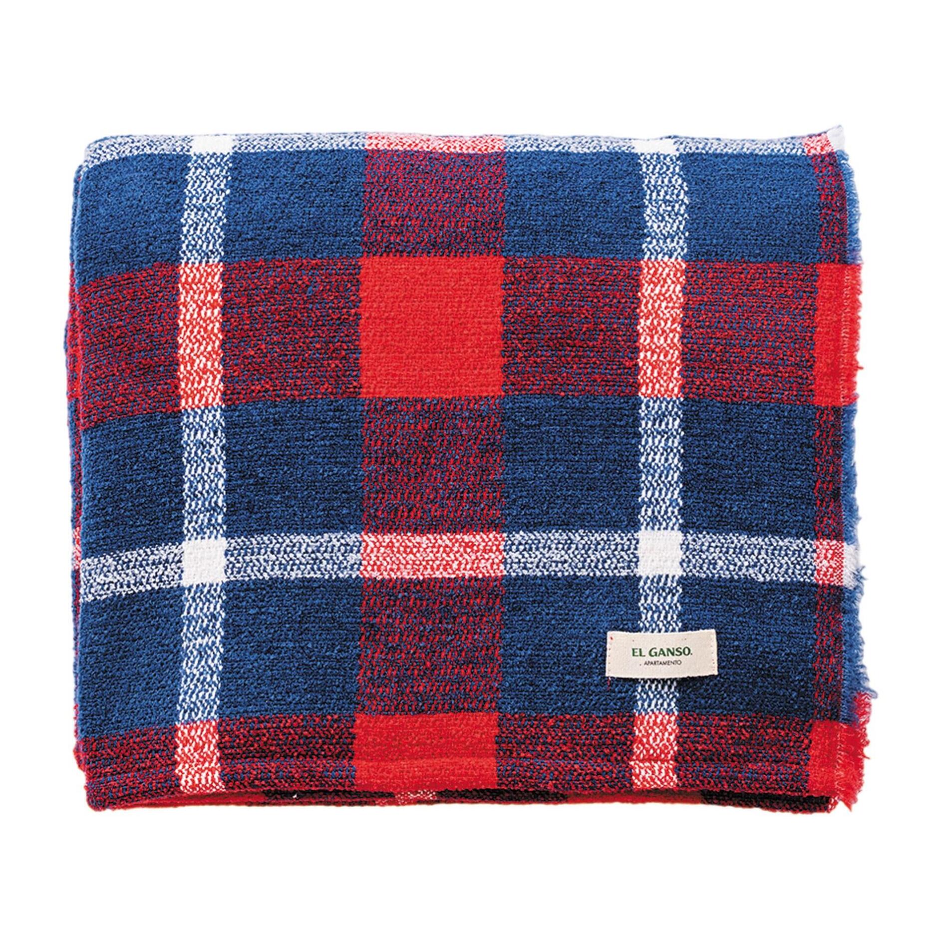 Manta de punto 140x190cm 340gr hilo teñido diseño a cuadros el ganso