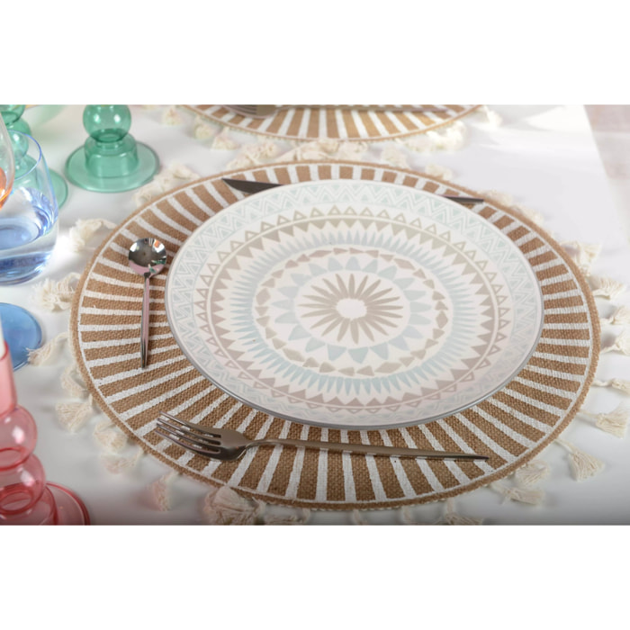Lot de 6 ASSIETTE PLATE BLEU - COACHELLA
