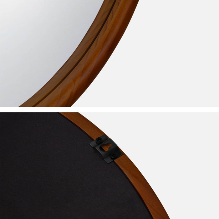 Miroir rond en bois de pin Ø60cm GEORGIA noyer