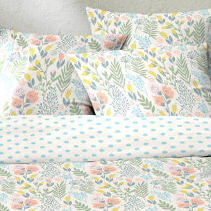 Parure housse de couette 3pcs coton 51 fils lila multico