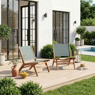 Fauteuil relax bois d'acacia et textilène (lot de 2) MADERA