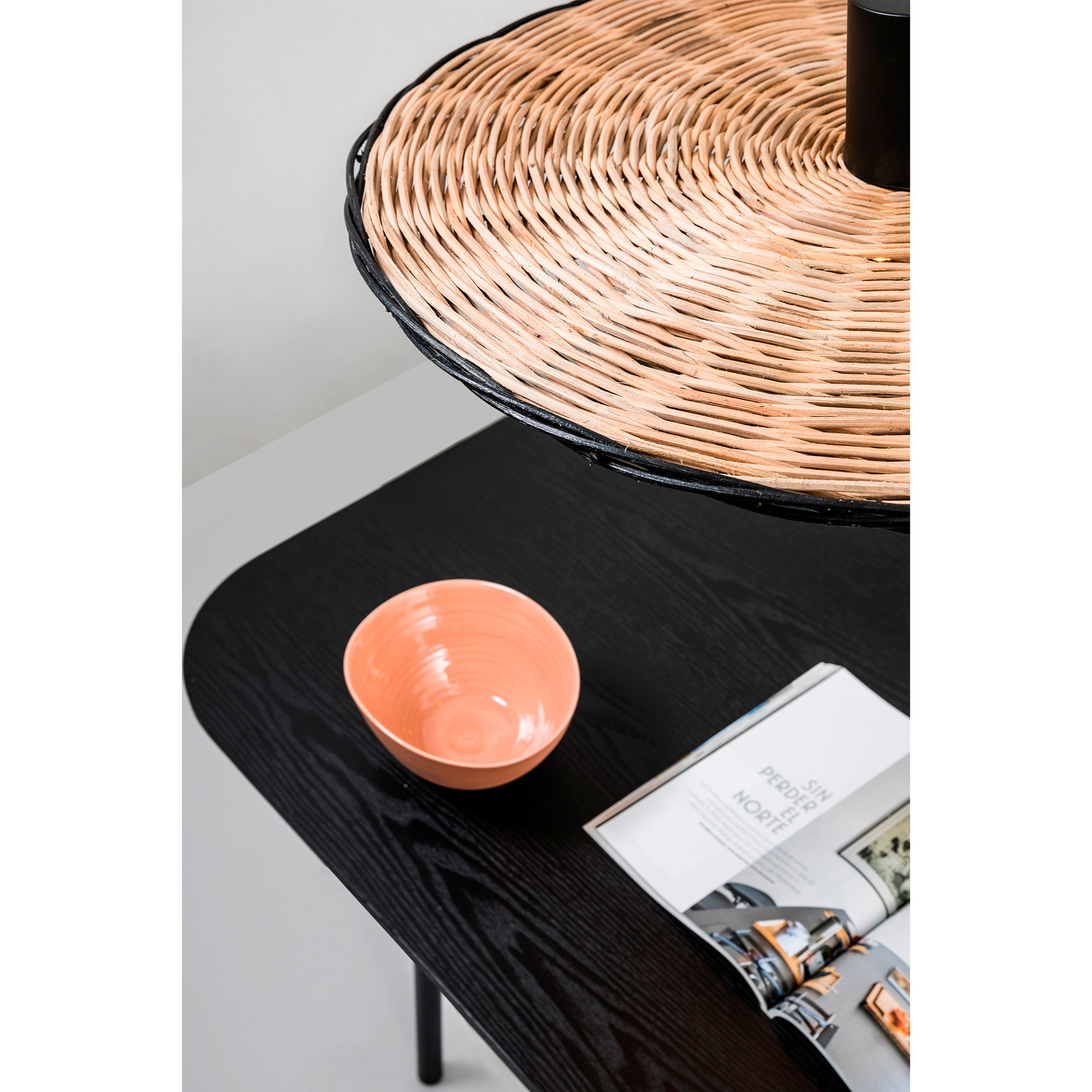 COSTAS 600 Lampe suspension noire/rotin