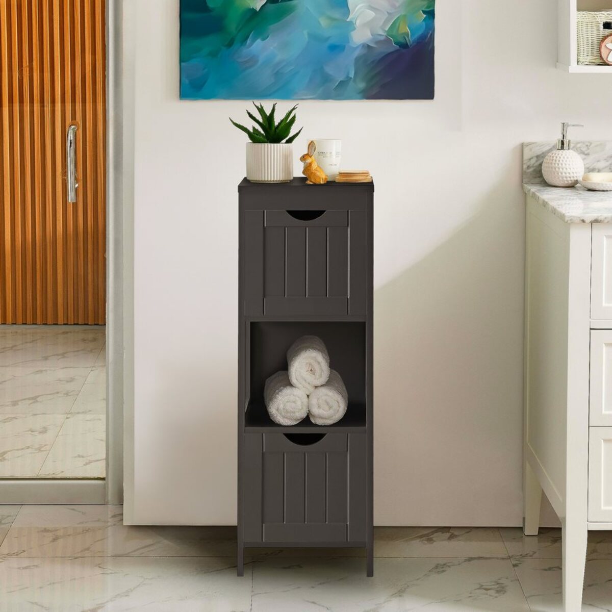 Mobile colonna bagno grigio 30x30x89 - Ella