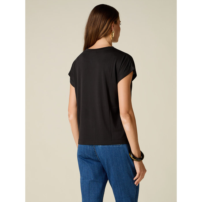Oltre - T-shirt misto modal - Nero