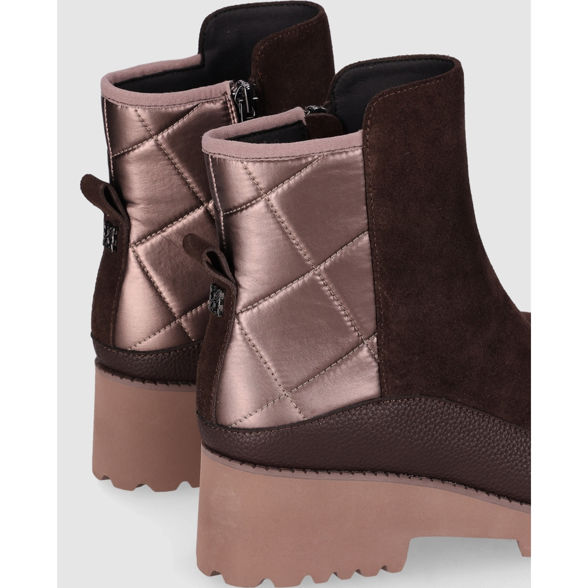 Botines de Serraje - Marron - Tacón: 5 cm