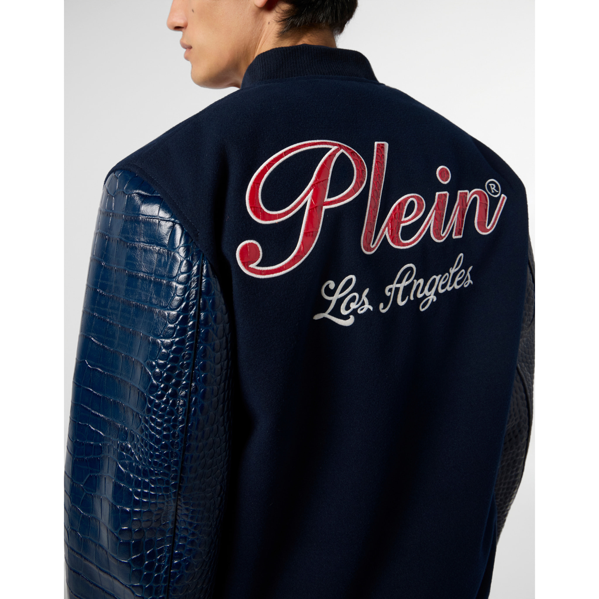 PHILIPP PLEIN Varsity Bomber Cocco Sleeves Los Angeles