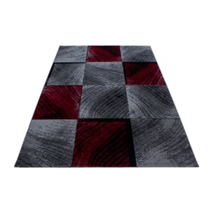 PLUS - Tapis à poils courts graphique rouge - PLU8003ROU