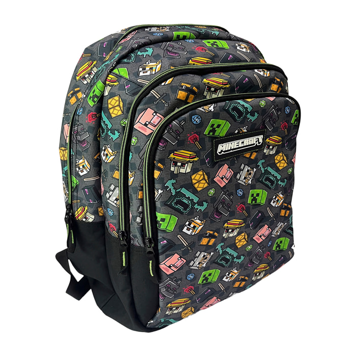 Minecraft Pixel 25 Mochila Primaria con doble compartimento adaptable a carro.