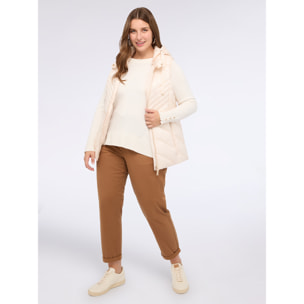 Fiorella Rubino - Piumino smanicato con cappuccio e imbottitura Sorona® Aura - Beige