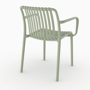 Lot de 2 chaises de jardin empilables en plastique vert pastel - Ivy
