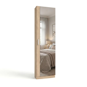 Zapatero alto de 1 puerta con espejo en roble canadian 180x50 cm Roma Roble Canadian