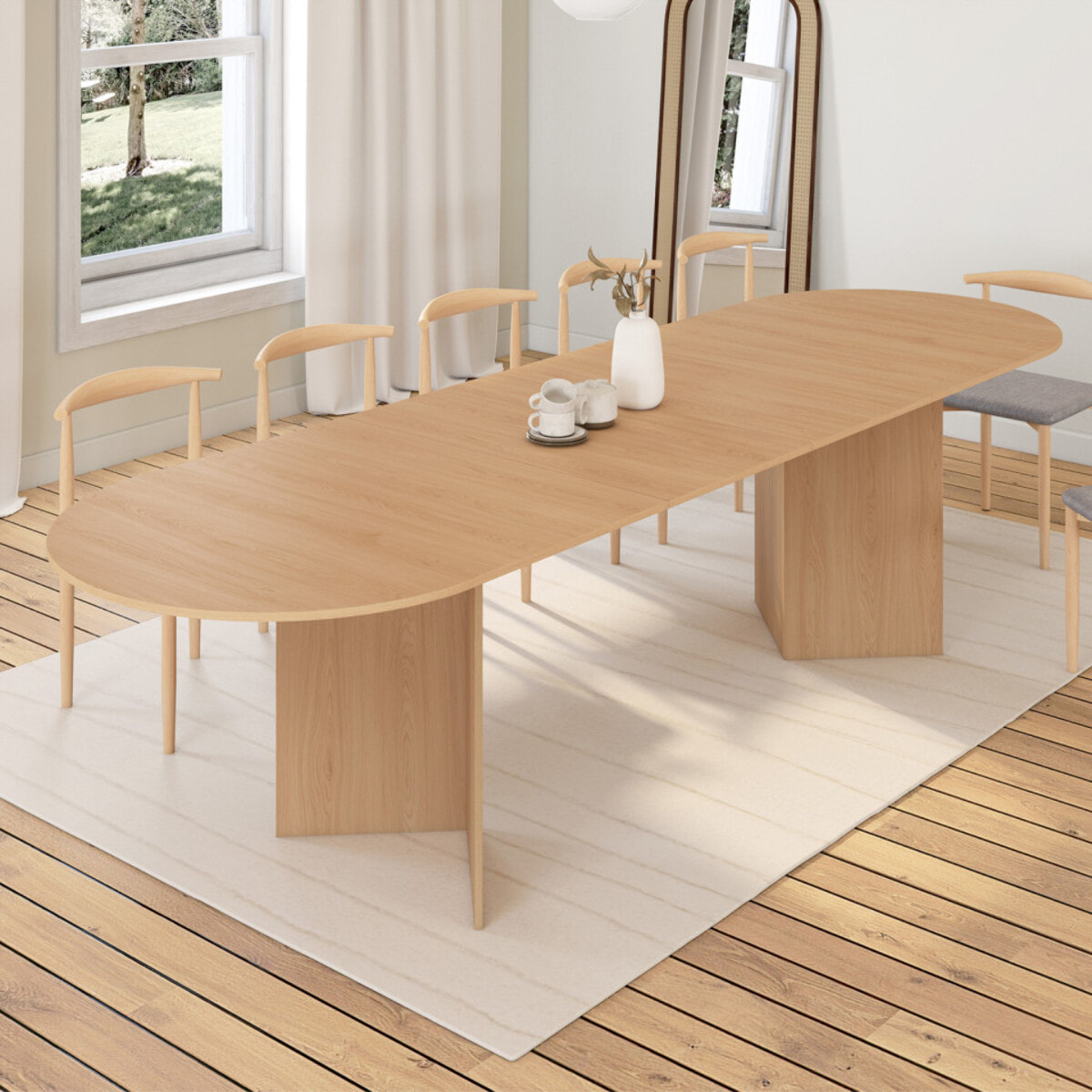 Table à manger extensible Gabin 200-300cm effet hêtre