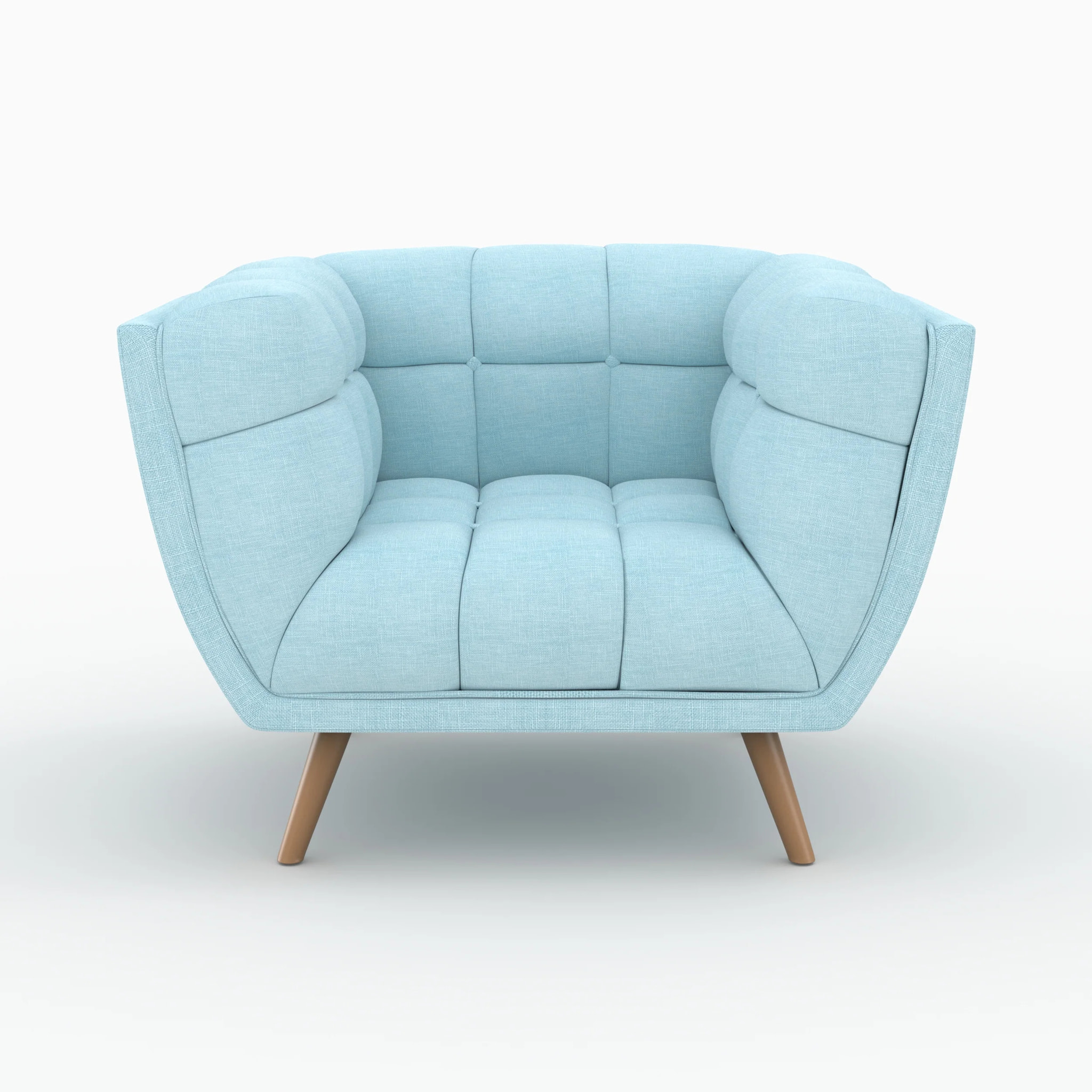 Ensemble canapé et fauteuil en tissu bleu clair 4 places - Carmen