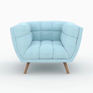 Ensemble canapé et fauteuil en tissu bleu clair 4 places - Carmen