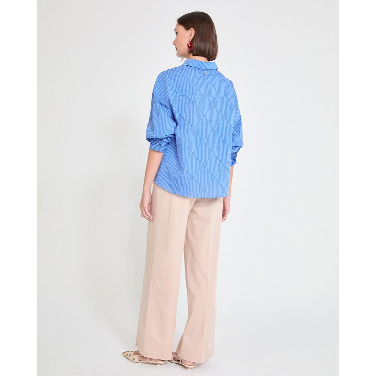 Camicia oversize in popeline con trama a rombi