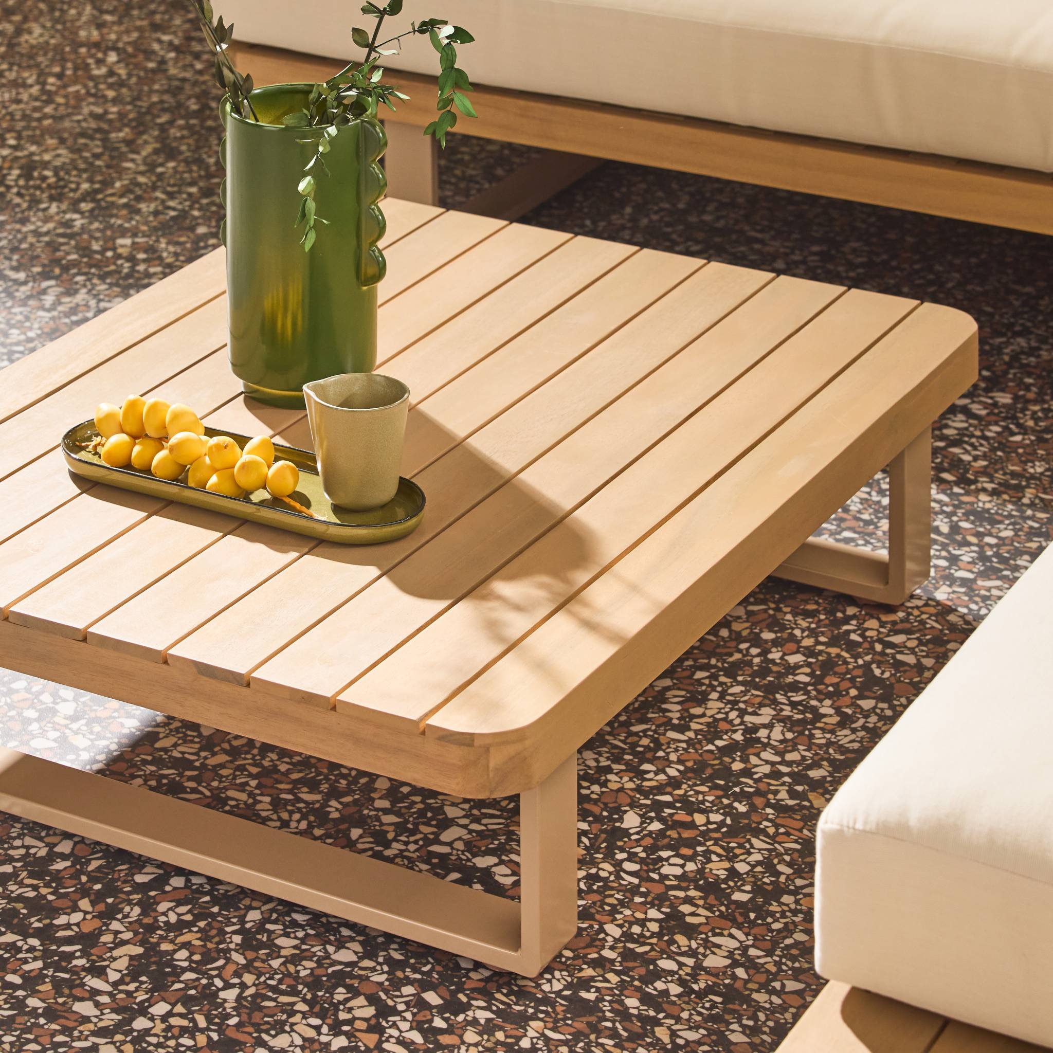 Salon de jardin d'angle bois d'acacia et aluminium 5 places ACALIA LATIKA