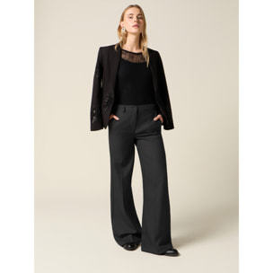 Oltre - Pantaloni wide leg in flanella - Grigio