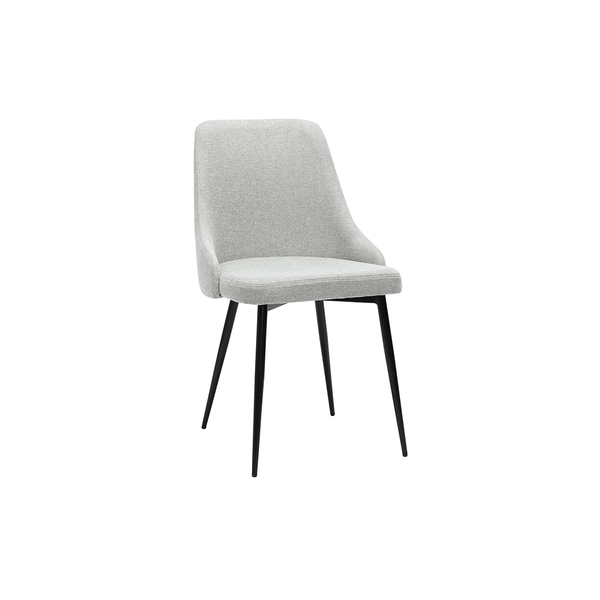 Chaises design en tissu effet velours texturé gris clair et métal noir (lot de 2) CULT