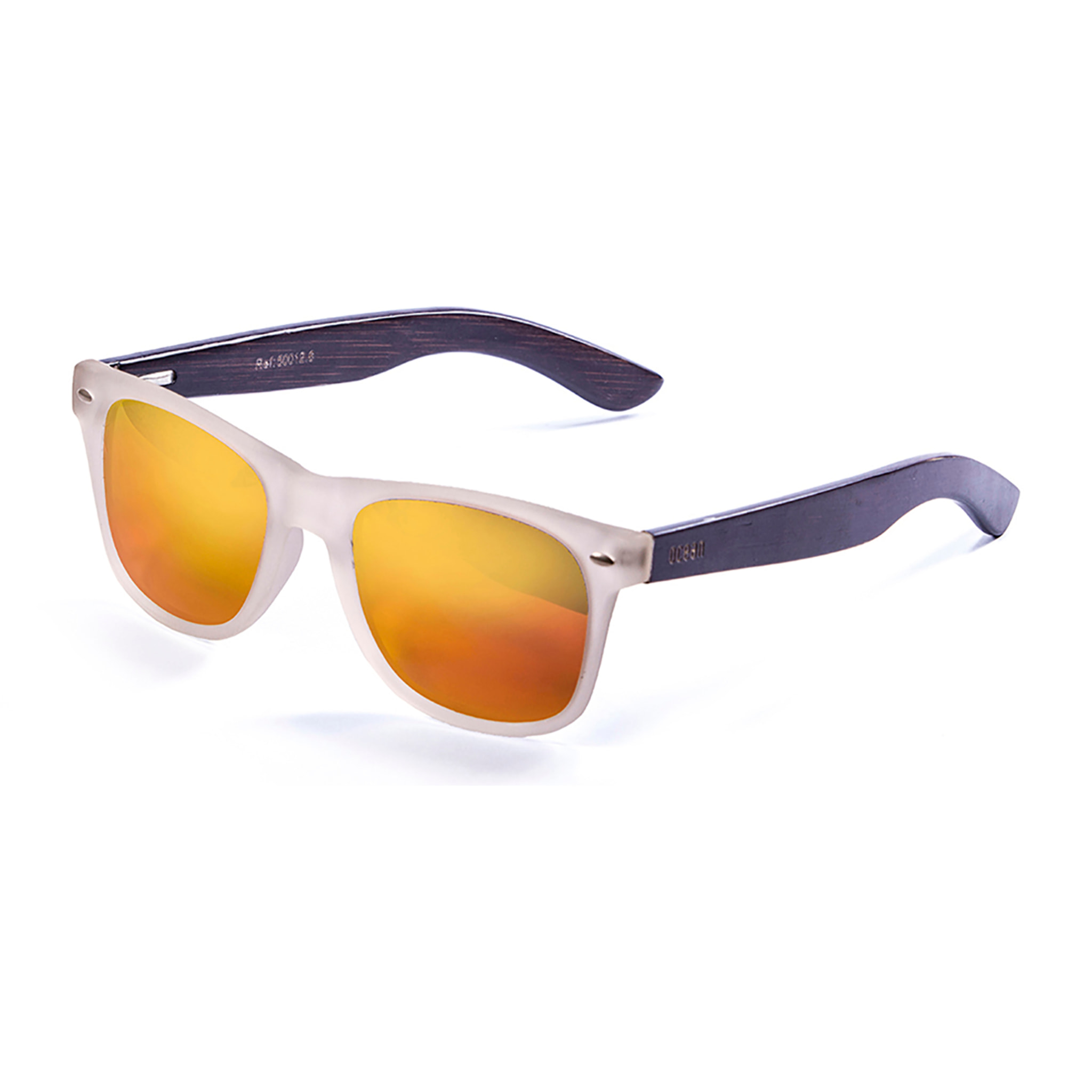 Gafas de sol OCEAN BEACH WOOD - Patilla marrón bambú con montura transparente blanco / Revo roja