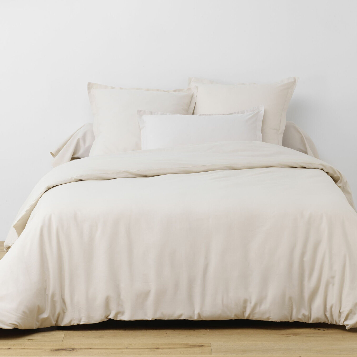 Parure De Drap 3Pcs Drap Housse 90x190cm 100% Coton 57fils/cm2 Beige