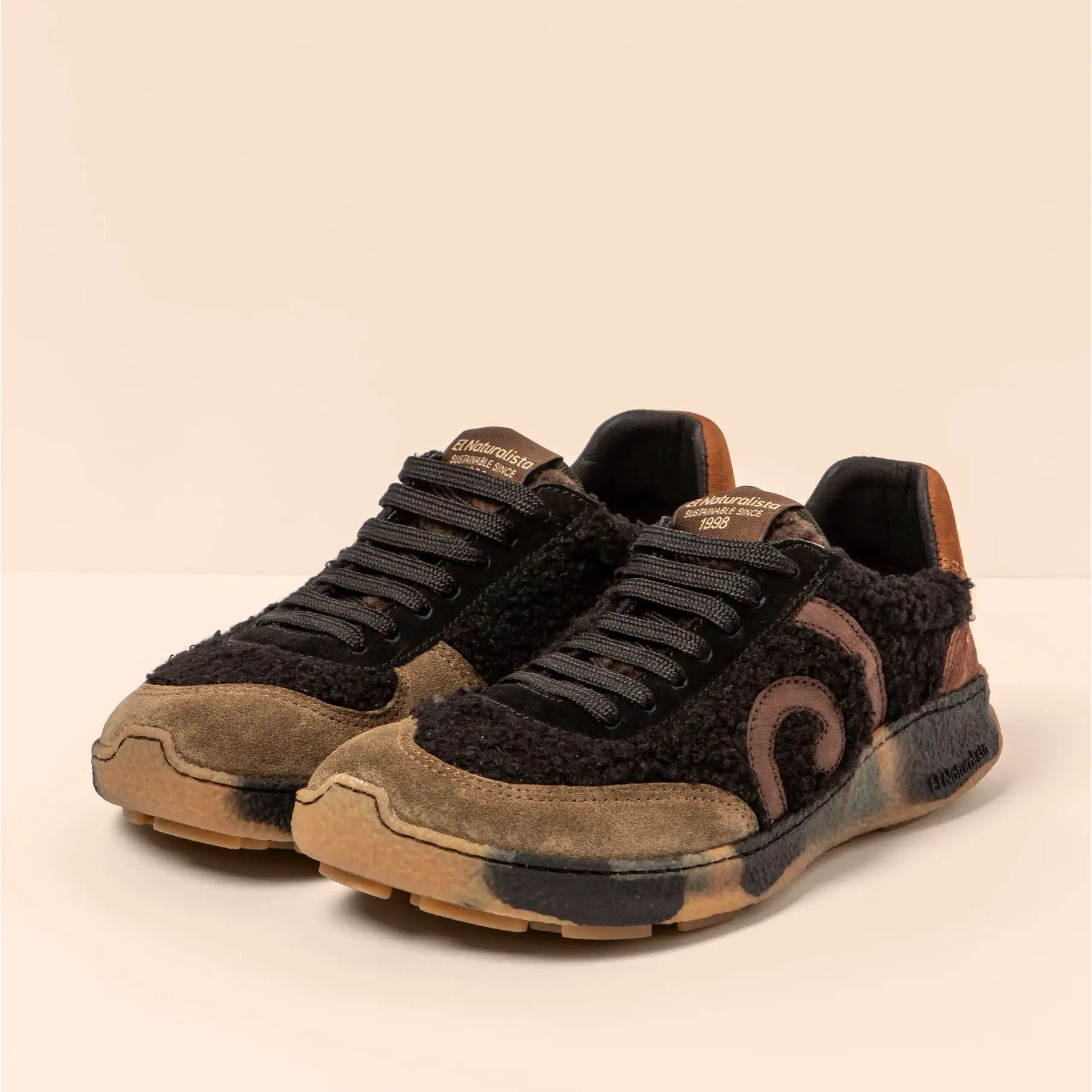 Zapatos N5435B MULTI MATERIAL BLACK/ OROEL color Black