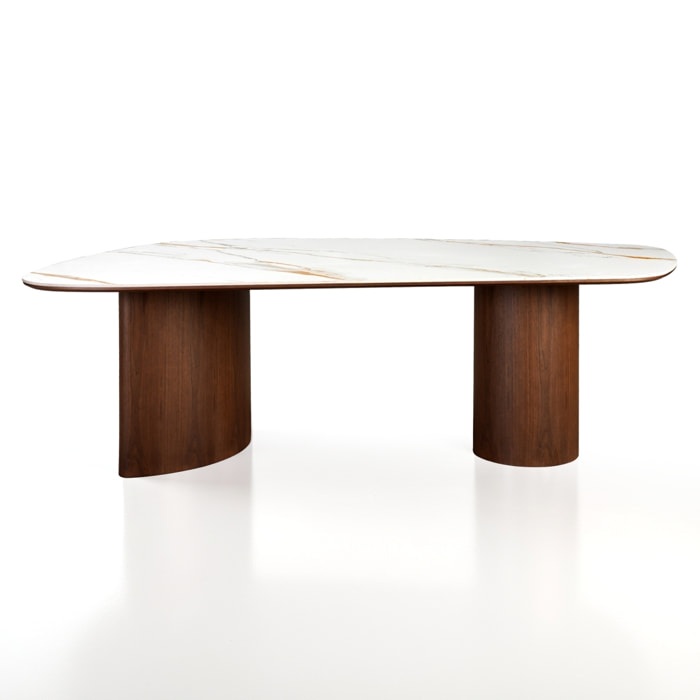 Table à manger Tomasucci TENO, en céramique, noyer, 235 × 115 × 76 cm