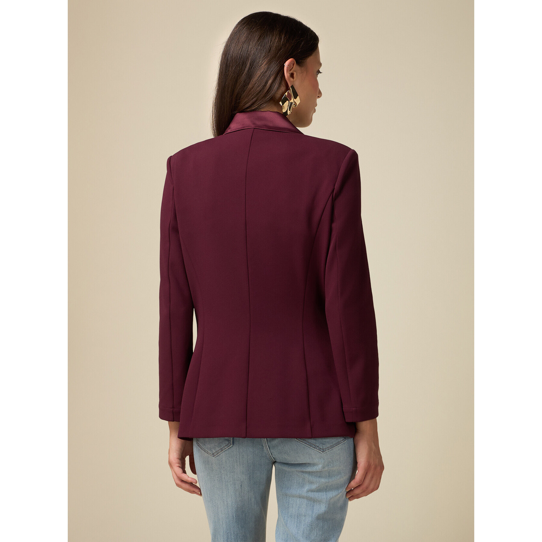 Oltre - Double-breasted blazer with satin details - Burgundy