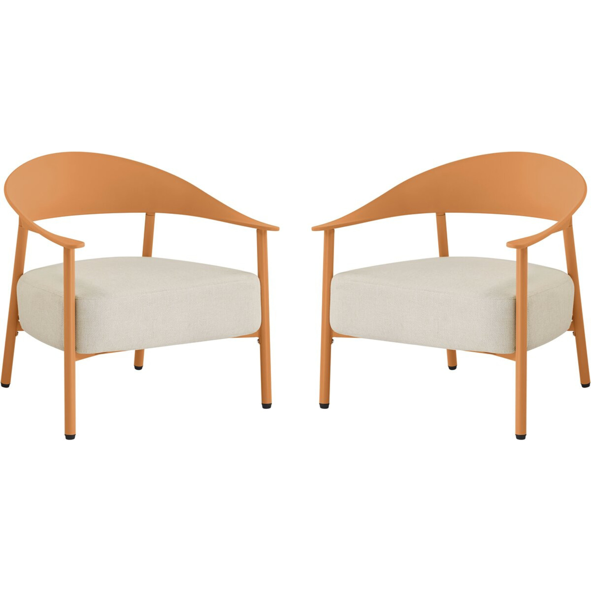 Lot de 2 fauteuils de jardin en plastique et métal "Céora" - Orange