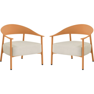 Lot de 2 fauteuils de jardin en plastique et métal "Céora" - Orange