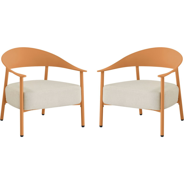 Lot de 2 fauteuils de jardin en plastique et métal "Céora" - Orange