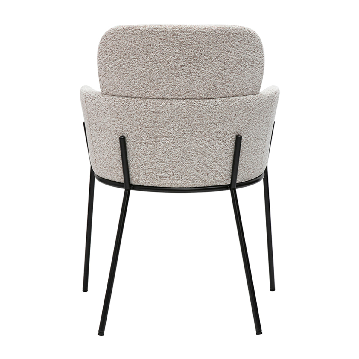 Chaise design en tissu velours chenille beige et métal noir TULUM