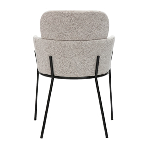 Chaise design en tissu velours chenille beige et métal noir TULUM