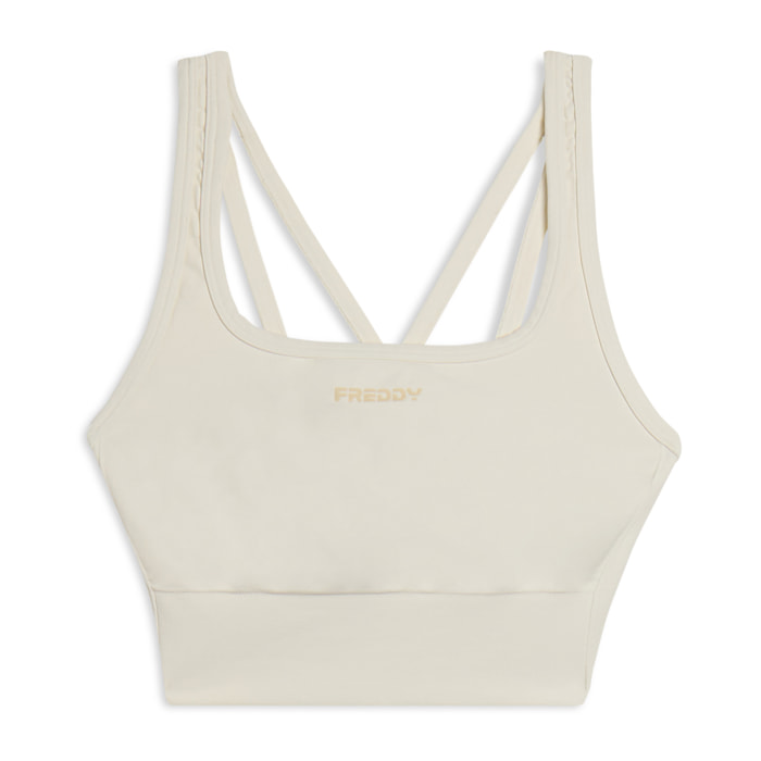 Top sportivo seamless supporto medio con inserti a costine