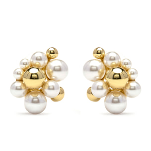 Pendientes de Perla Blanca acabado en oro amarillo 18k