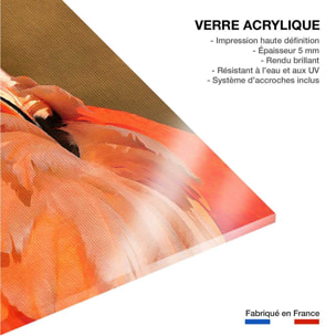 Tableau animaux Flamants et soleil d'or Tableau plexiglas